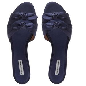 Tabitha Simmons Navy Satin Flats